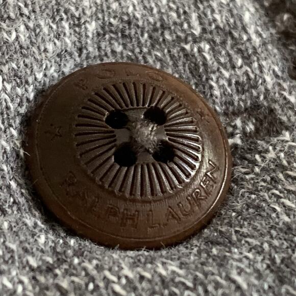 POLO RALPH LAUREN Mackinaw Cardigan Large Grey Southwest Aztec Elbow Patch EUC - Picture 5 of 11